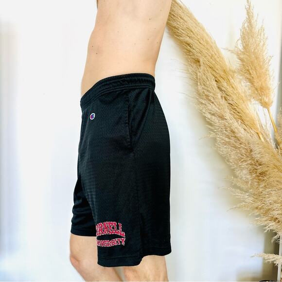 MENS CHAMPION Black Red Basketball Mesh Cornell Drawstring Workout Gym Shorts M - Picture 2 of 13